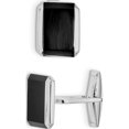 thumbnail image 1 of 925 Sterling Silver Rhodium-plated Rectangle Onyx Cuff Links, 1 of 2