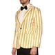 thumbnail image 4 of INSPIRAR CHIC Traje de Hombre a Rayas de Una Sola Botonadura Ajustado Casual Blazer Vertical Rayas XL Amarillo Blanco, 4 of 5
