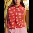 thumbnail image 4 of Chaleco de Cuadros para Mujer, Sin Mangas, de Forro , de Invierno, con Cuello Alto, Cremallera y Bolsillo en el Pecho. Rojo L, 4 of 9