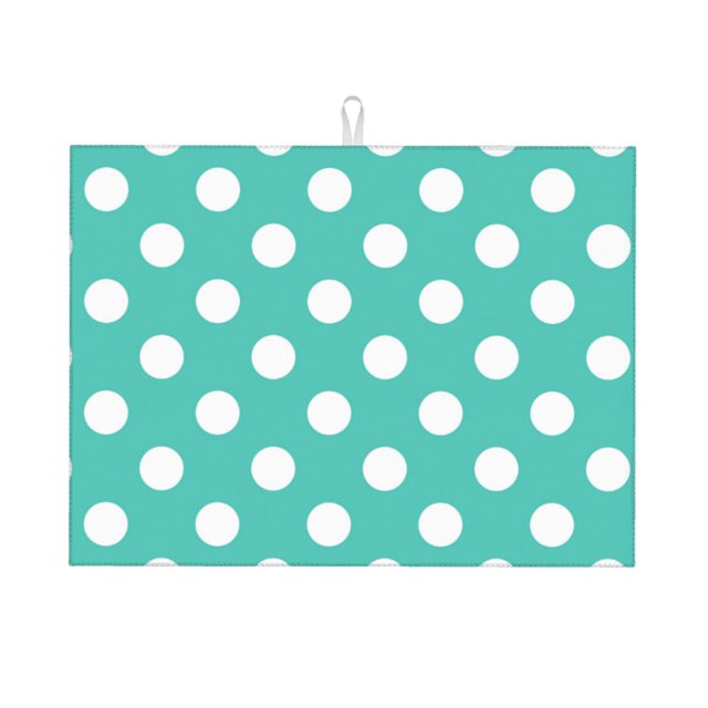 Fotbe Teal Turquoise And White Polka Dot Alfombrilla de Secado para Cocina con Estampado, 18x24 Pulgadas