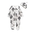 thumbnail image 3 of Penkiiy Newborn Infant Baby Boy Girl Floral Romper Jumpsuit Sleepwear Hat Outfits Set kids Baby Easter Romper 3-6 Months White on Clearance, 3 of 9