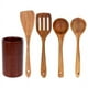 thumbnail image 1 of Vajilla de madera, juego de vajilla con soporte, pala y cuchara de madera, 5 piezas, 1 of 8
