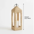 thumbnail image 3 of NANIL 14" Modern Rattan Lantern, Hand-Woven Cathedral Arch Candle Holder, Natural Wicker Hurricane for Pillar Candles, Rustic Boho Decor for Tabletop Mantel Shelf Indoor Outdoor, 3 of 10