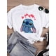 thumbnail image 1 of Disney Watercolor Lovely Style Short Sleeve Women Print Clothing Stitch Casual Tee Shirt Fashion Cartoon Graphic T-shirtsXXL Gao Jinjia LED, 1 of 2