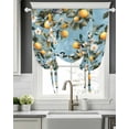 thumbnail image 5 of Lemon Flowers Tie Up Curtains for Window, Thermal Insulated Balloon Shade Adjustable Rod Pocket Curtains Valance Panels for Kitchen Bathroom Cafe 52 x 45 Country Bird Plant Watercolor Blue Summer, 5 of 6