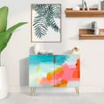 thumbnail image 2 of PixonSign Sideboard Buffet Cabinet, Kitchen Storage Cabinet with 2 Doors, Bright Rainbow Pastel Paint, Cupboard Console Table for Dining Room - 35" L x 18" W x 29" H, 2 of 5