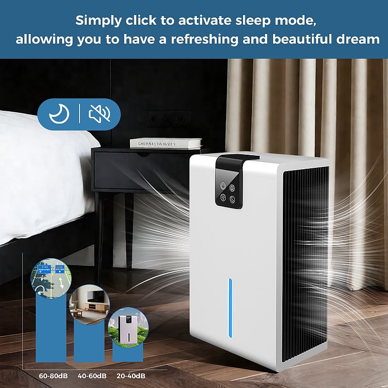 Portable Dehumidifier, 2.8L Water Tank, 3-in-1 Dehumidifier with Air Purifier & Dryer Function, 90W Ultra-Quiet Dehumidifier for Home Bedroom Bathroom, White