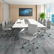 كرسي مكتب حديث مضلع الظهر قابل للتعديل مع أذرع باللون الرمادي من Boss Office Products
