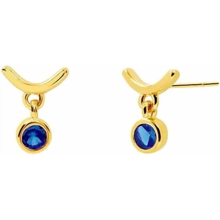 Round Cubic Zirconia Dangle Stud Earrings Silver Post Gold Plated Bezel Set CZ Stud for Women[s746]