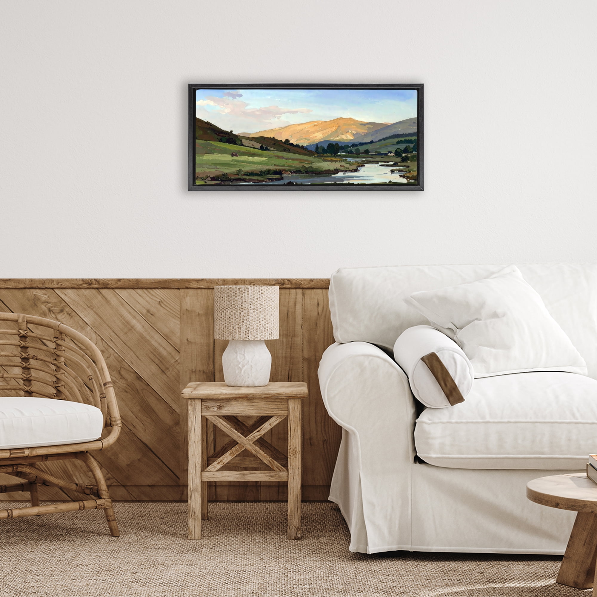 Stupell Industries Across The Valley Landscape Black Framed Floater Canvas Wall Art, design by Alonza Saunders