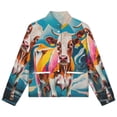 thumbnail image 4 of Jackets for Women Winter Coat Jackets Flannel Stand Collar Jacket(Colorful Cow Art Print,Size:S-4XL), 4 of 7