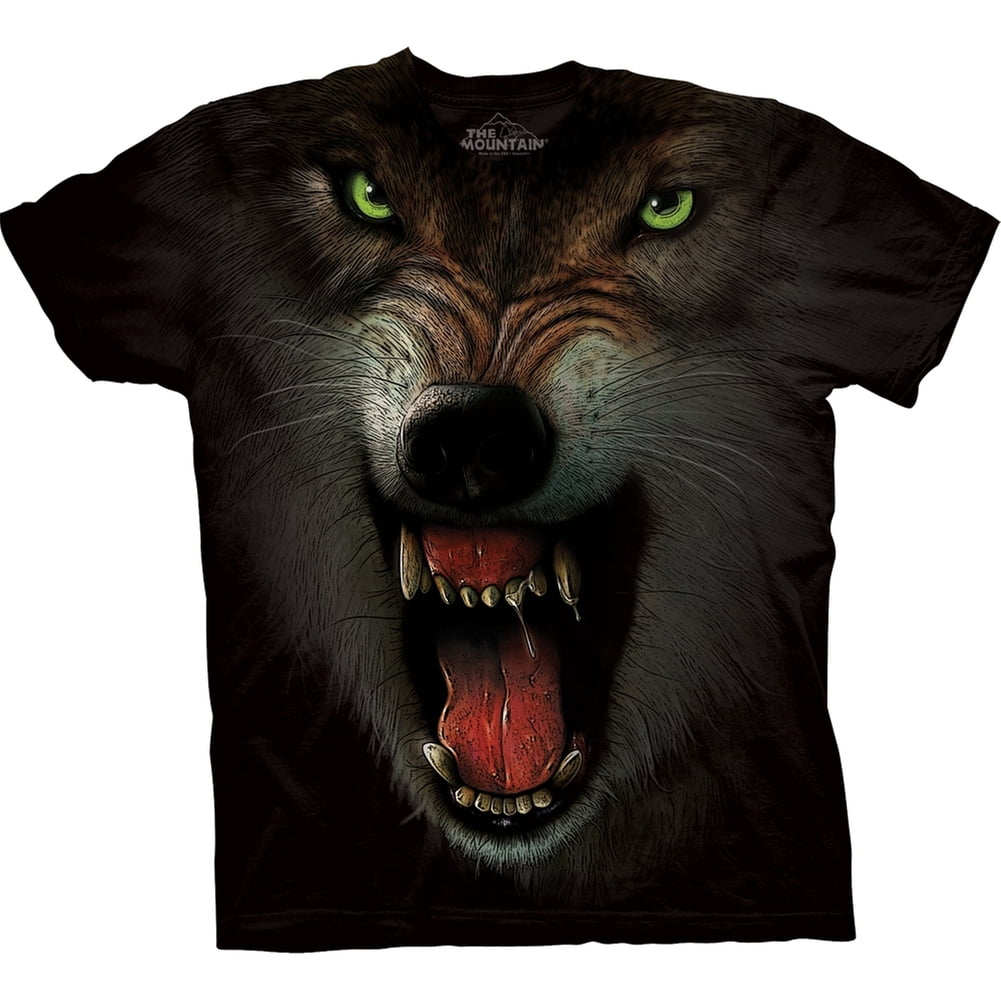 The Mountain - Wolf Close Up Fangs T-Shirt - X-Large - Walmart.com ...