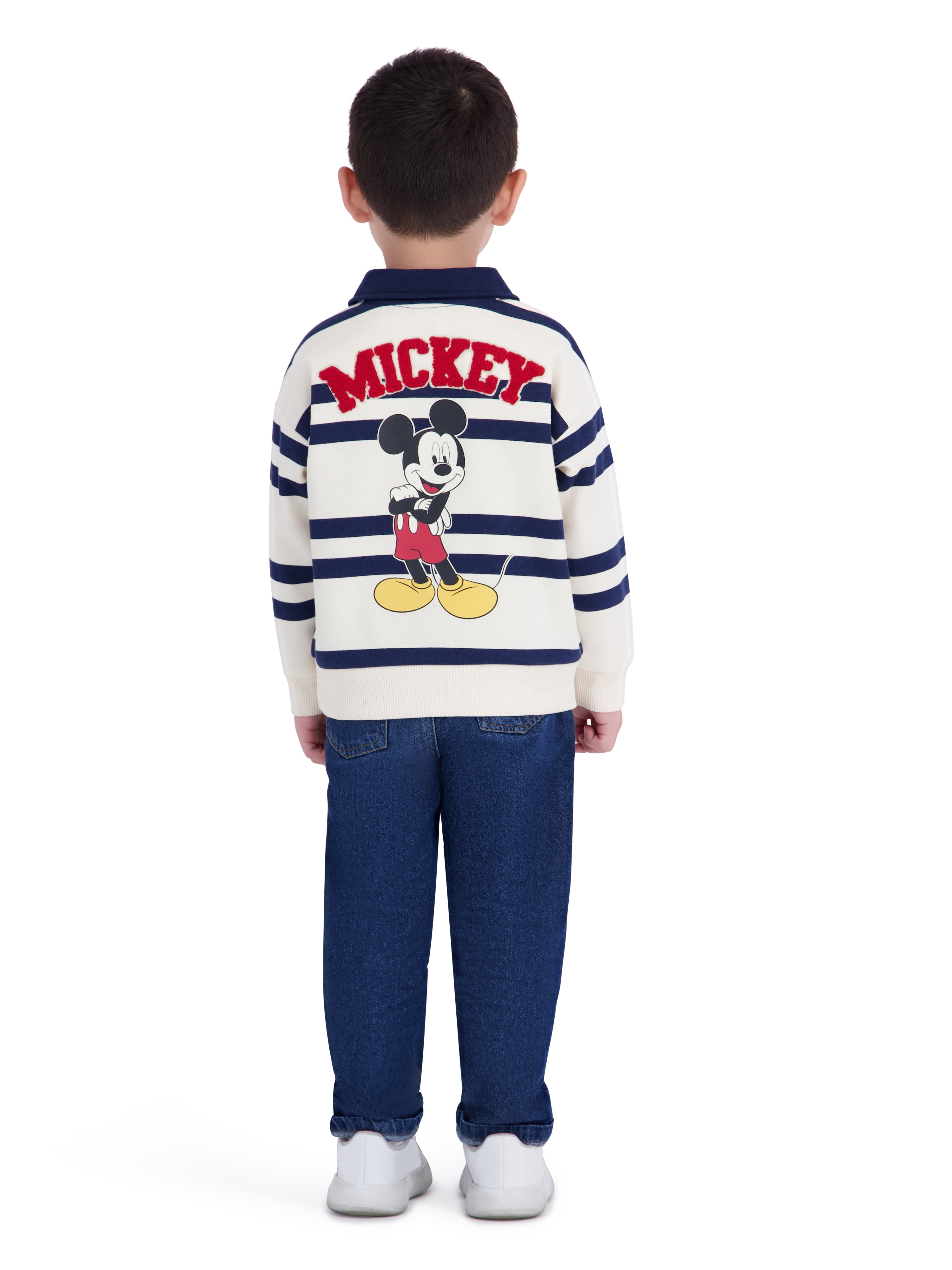 Mickey Mouse Toddler Boy Cream Long Sleeve Rugby Shirt, Sizes 12M-5T