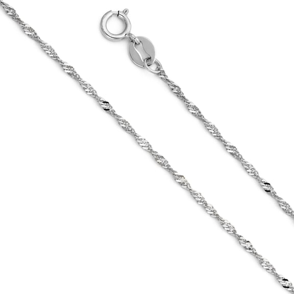 14k White Gold 1.2mm Twisted Curb Solid Singapore Chain Link Necklace 16" Jewelry Female Unisex