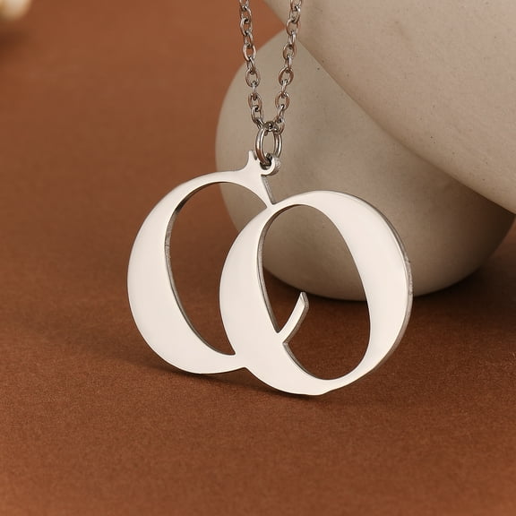 Custom Double Letter Pendant Two Initials Necklace Personalized Name Couple Anniversary Jewelry Stainless Steel Choker ﻿
