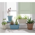 thumbnail image 5 of Macetas rectangulares de plástico con riego automático de 40 cm, macetas decorativas modernas para todas las plantas, flores, hierbas, color beige, juego de 2, 5 of 5