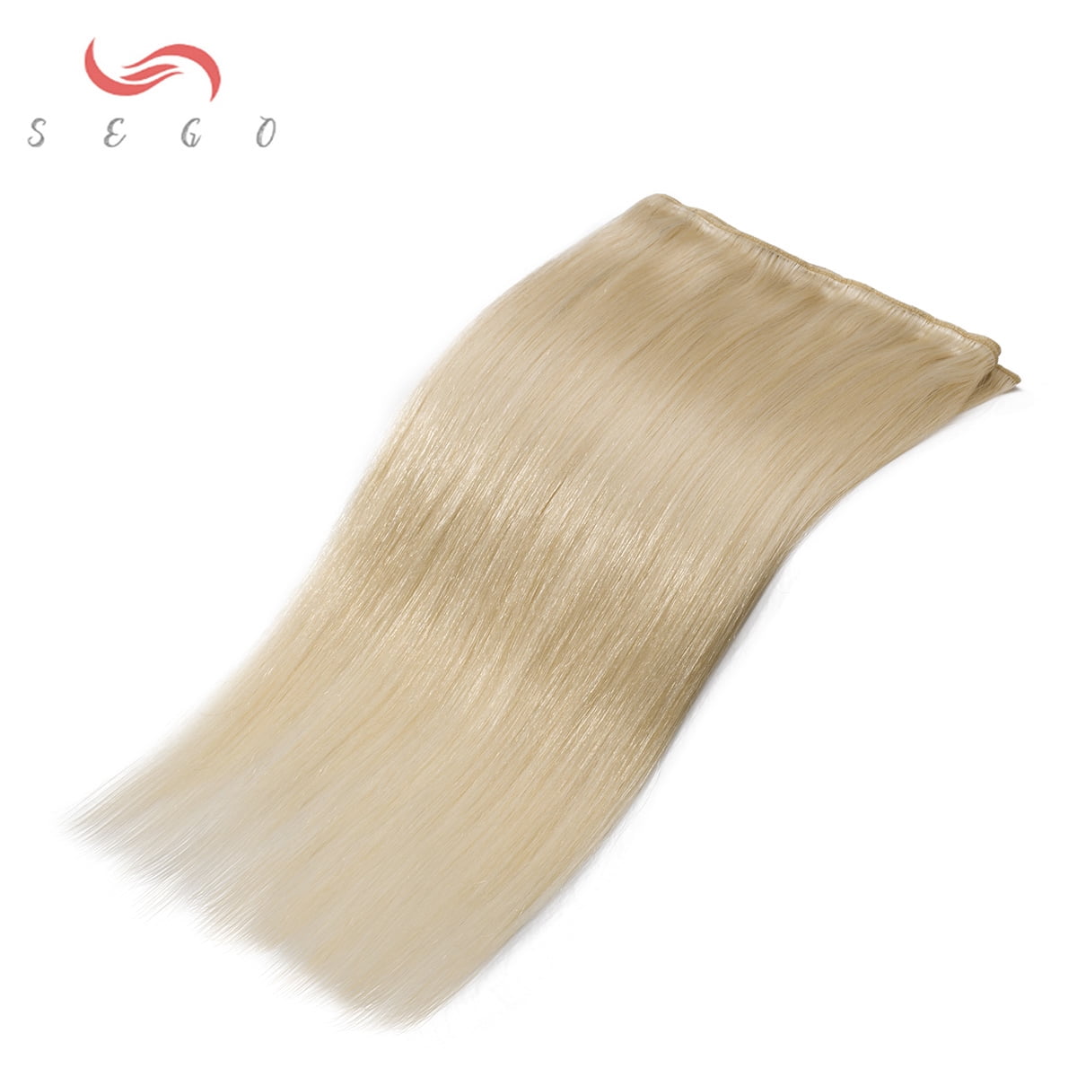 SEGO Platinum Blonde Bundle Straight Remy Human Hair Weft Sew in Hair Extensions for Women Brazilian Hair Weave Double Weft 7A Thick Soft Hand Tied Hair Weave