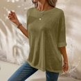 thumbnail image 6 of Womens Summer Shirts Plus Size Batwing Sleeve Versatile Neck Oversized Tshirts for Women Green XL, 6 of 7