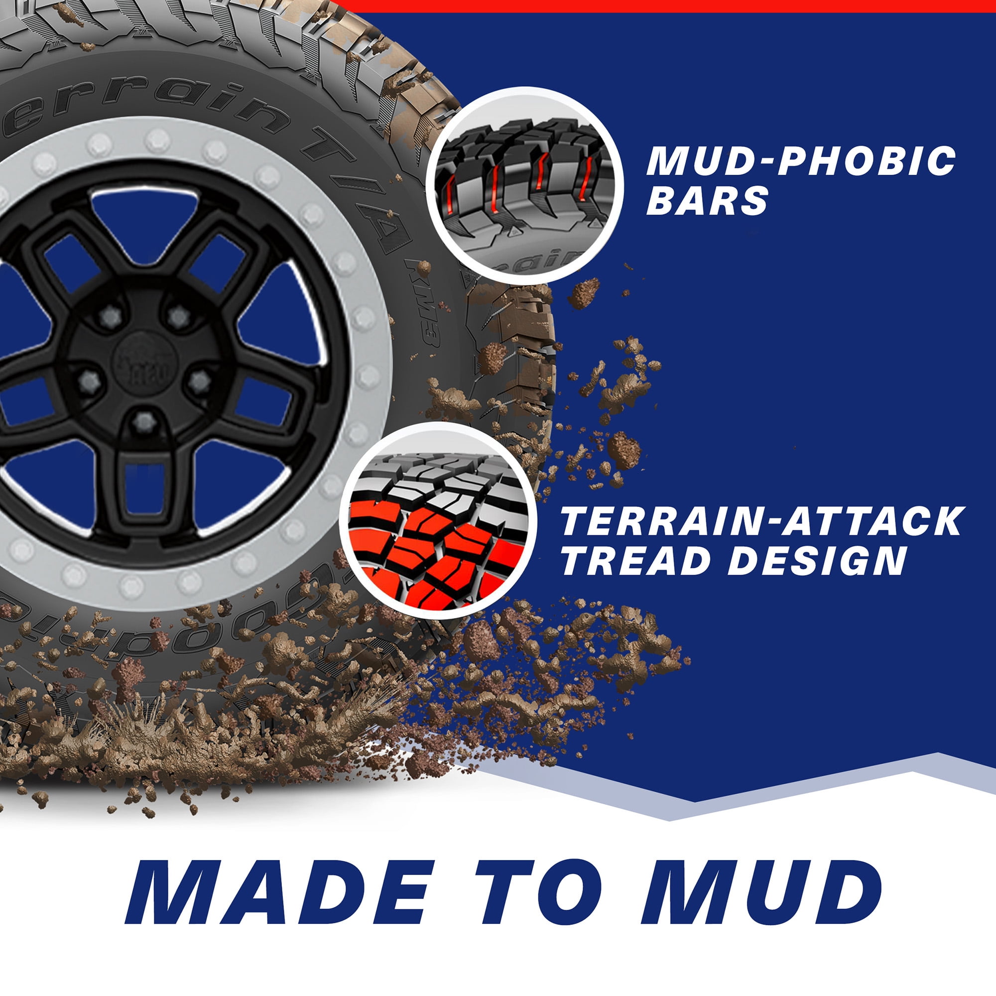 BFGoodrich Mud-Terrain T/A KM3 Radial Tire-LT265/75R16/E 123/120Q 123Q 