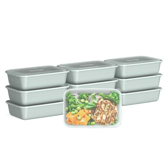 Bentgo Prep 1-Compartment Meal-Prep Food Storage Containers with Lids - 10 Trays & 10 Lids (Mint)