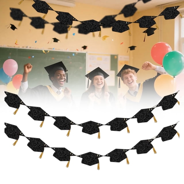 Graduation Decorations Class Of 2026 Glitter Pre Strung Congrats Grad with Tassel Congratulations Banner Decor College High School Graduation
