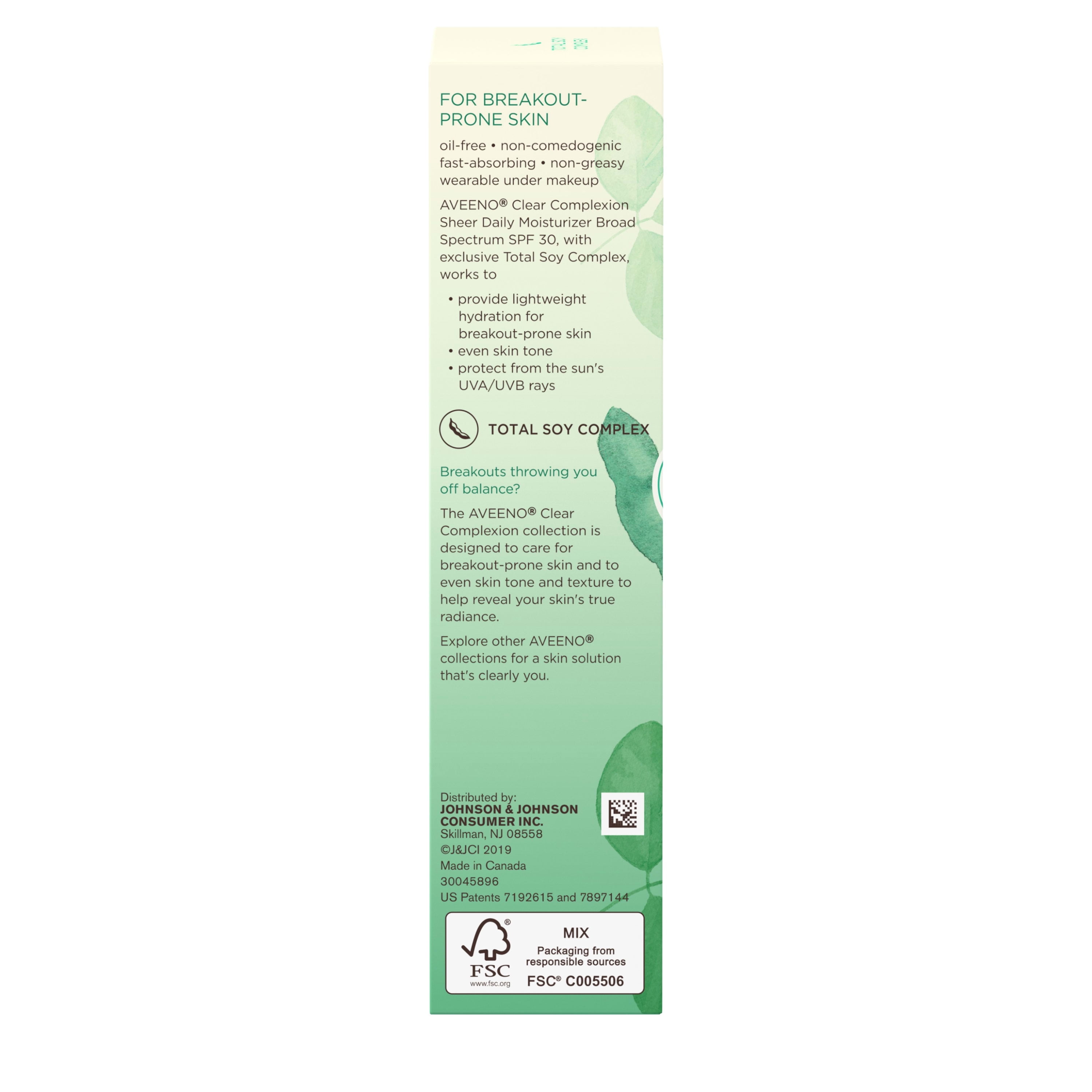 aveeno clear complexion sheer daily moisturizer