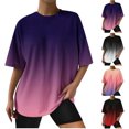 thumbnail image 1 of Fiudx Ofertas Flash Artículos En Oferta Moda Mujer Casual Cuello Redondo Impresión Blusa Manga Corta Camiseta Verano Tops, 1 of 5
