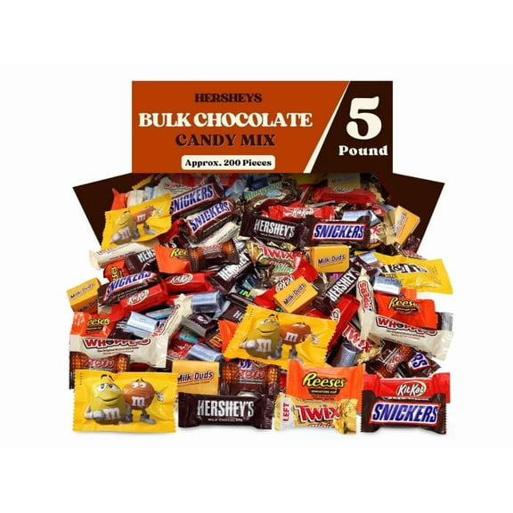Hershey's Milk Chocolate Candy, Bulk Chocolate Individually Wrapped, 5 Pounds, Party Mix Variety Pack