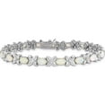 thumbnail image 3 of Sterling Silver Cheryl M Rh-P Fancy X O Created Opal Cz Bracelet (7.25 6.5) Made In China qcm1533-7.25, 3 of 5