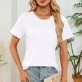 thumbnail image 3 of TYGHBN Women's Summer Tops Trendy Short Sleeve Shirts Smocked Crewneck Tee Womens Oversized Tee Short Loose Work Tops Women Cheer Long Sleeve Shirt Athletic Long Sleeve Shirt Women Fitted Lightweight, 3 of 7