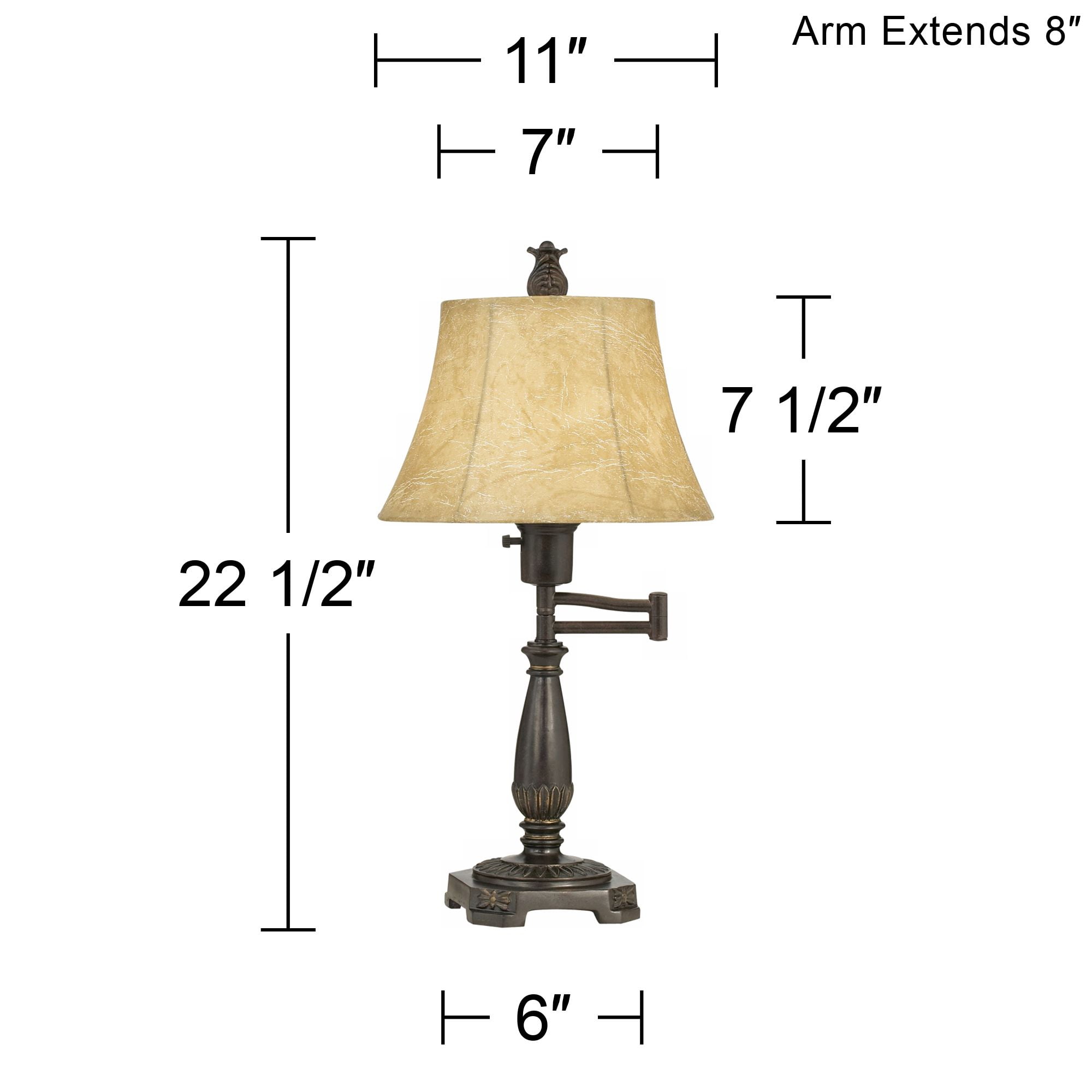 Traditional Rustic Swing Arm Desk Table Lamp Bronze Metal Faux Leather 通販 