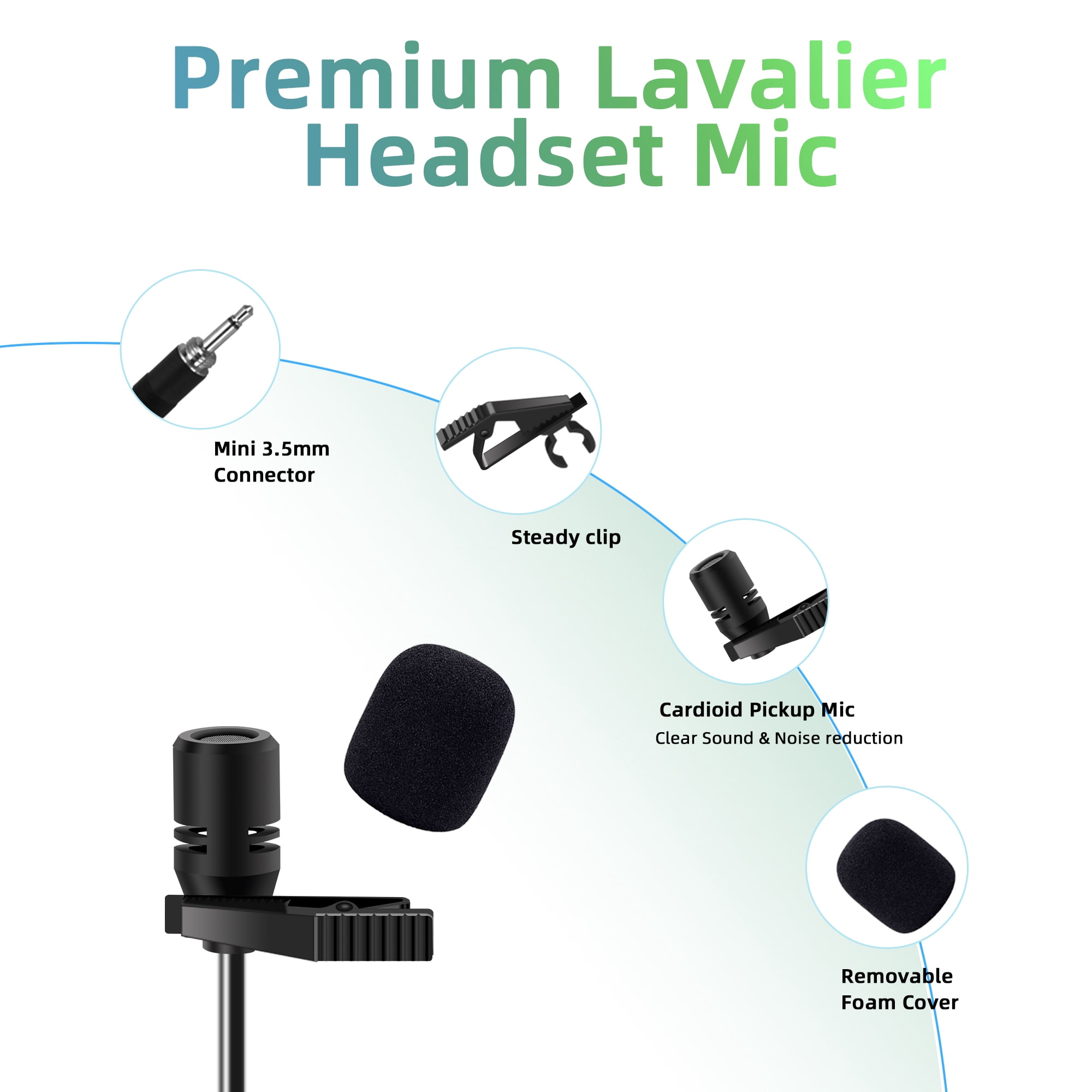 FULODE Wireless Lavalier Microphone System with Headset & Lapel Mics, 4 Channel UHF Cordless Microphone and Metal Receiver Set, 300ft Range for Singing, Church, Karaoke, Preaching, Wedding
