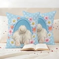 thumbnail image 3 of Blue Pink Easter Outdoor Waterproof Pillow Covers, Easter Bunny Watercolor Dots Floral Artwork Decorative Square Throw Pillowcase Sofa Cushion Sham for Patio/Couch/Chair, 24"x24" 2 Pack, 3 of 8