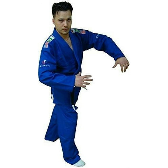 Woldorf USA BJJ Jiu Jitsu Uniform Blue WF Logo Competition Uniform, Martial Arts, Fighting Uniform, Training Uniforms, Pre-Shrunk, Ultra Light Weight Uniforms Soft Fabric
