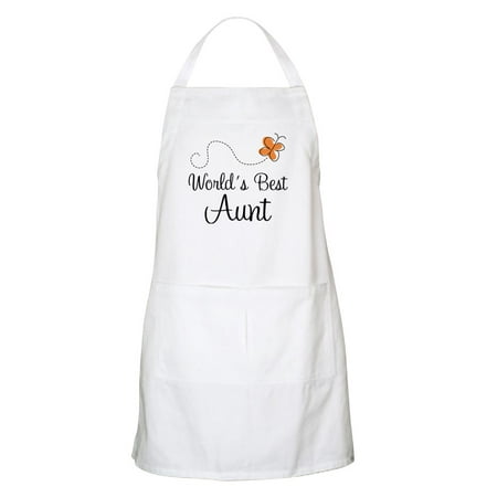 CafePress - Worlds Best Aunt Butterfly Apron Gift - Kitchen Apron with Pockets, Grilling Apron, Baking