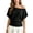 Black, variant on Plus Size Knit Off Shoulder Batwing Sleeve Sweater for Everyday Wear Cozy Stretch Pullover Tunic Blouse Warm Layering