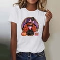thumbnail image 4 of Yeaiivve Halloween Shirts for Women Short Sleeve Funny Witch Pumpkin Printed Tunic Tops Breathable Casual Graphic Tees Loose Fit Crewneck Blouse L, 4 of 7