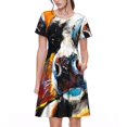 thumbnail image 1 of Bixox Robe d'Été à Manches Courtes pour Femmes Robe Ample Longueur Genou avec Poches-Vache, 1 of 7
