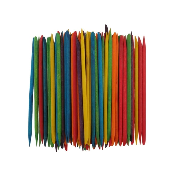 Unique Bargains 100 Pcs Manicure Nail Groove Cleaning Stick 4.49"x0.15" Assorted Color