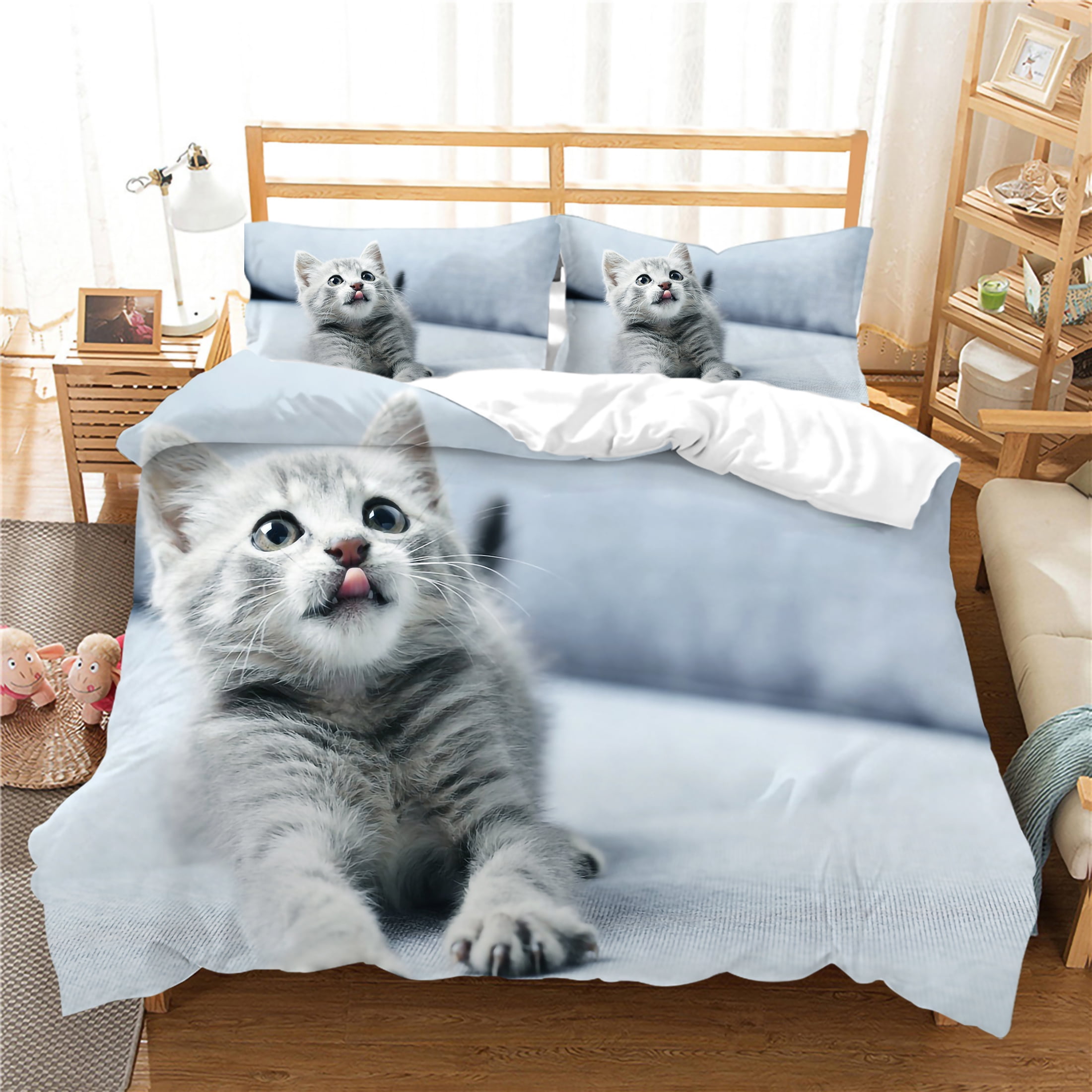 Bedding Cover Set Fashionable 3D Cat Printed Quilt Cover Sets Home