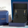 thumbnail image 5 of Gem Stone King 925 Silver and 10K Yellow Gold Black Onyx and Blue Created Sapphire and White Lab Grown Diamond Earrings for Women | 27.45 Cttw | Gemstone December Birthstone | Pear Shape 18X13MM, 5 of 6