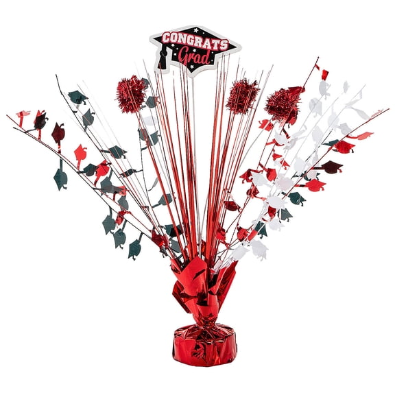 14" Red Graduation Party Spray-Style Plastic Tabletop Centerpiece