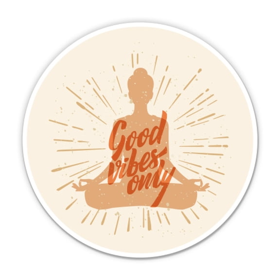 Good Vibes Only Yoga - 3" Vinyl Sticker - For Car Laptop I-Pad Phone Helmet Hard Hat - Waterproof Decal