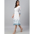thumbnail image 5 of Janasya Indian Women's White Georgette Digital Print Flared Western Dress, 5 of 8