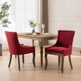 thumbnail image 2 of Dining Chair Set of 2, Upholstered Side Chair with Solid Wood legs, 2-Piece Accent Single Chair with Swoop Arm and Curved Back for Kitchen Dining Room, 2 of 8