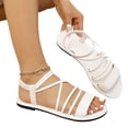 thumbnail image 4 of Xdegoge Women's Elastic Back Strap Flat Sandals Gladiator Strappy Open Toe Summer Slide Shoes for Casual Beach Vacation Daily Walking, 4 of 9