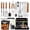 Tan, variant on 34-piece high-quality stainless steel grilling set - perfect for grilling on iron plates and camping barbecues - ideal for school lunches and family outings