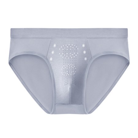 

HEVIRGO Men Briefs Hollow Out Small Holes Super Breathable High Elasticity Band Low Waist Anti-septic Solid Color Plus Size Particle Massage Male Underpants Inner Wear Clothes