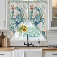 thumbnail image 4 of Teal Coastal Crab Kitchen Window Curtains, Swag Curtains Valance for Bedroom Living Room Bathroom, Vintage Summer Beach Nautical Coral Rod Pocket Window Curtain Block Drapes 2 Panels 28"x36", 4 of 9