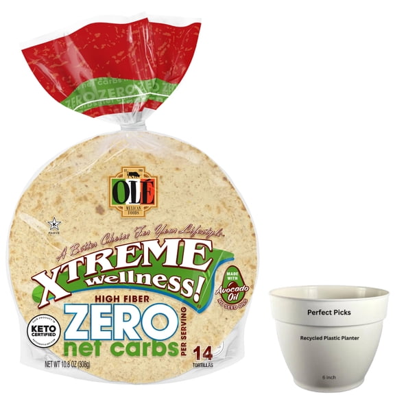 Olé Mexican Foods Xtreme Wellness High Fiber Zero Net Carbs Street Taco Flour Tortilla Wraps, 10.8 oz, 14 Count